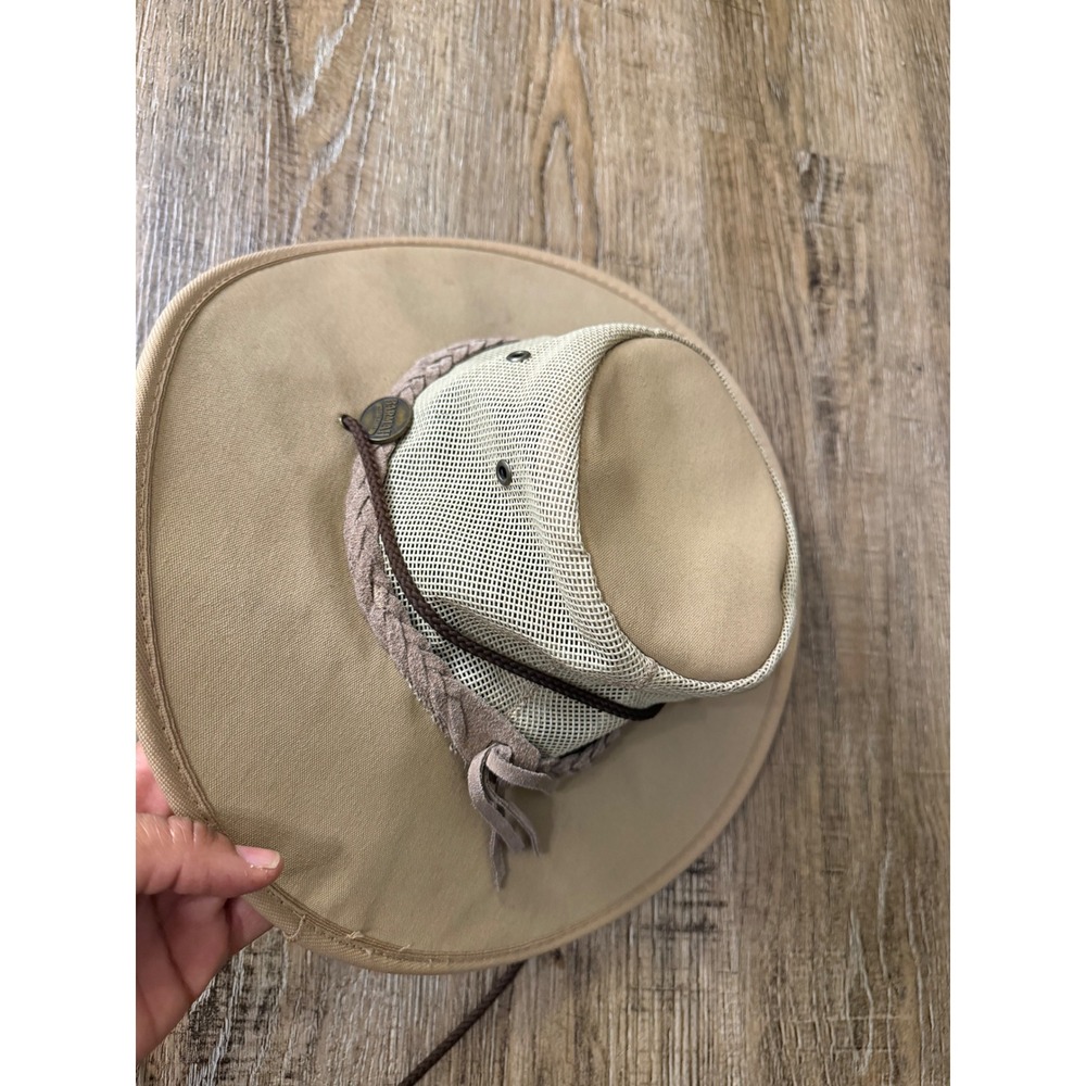 Barmah Hats Australia 1057 Canvas Drover Tan Mesh Crown Sun Hat Small